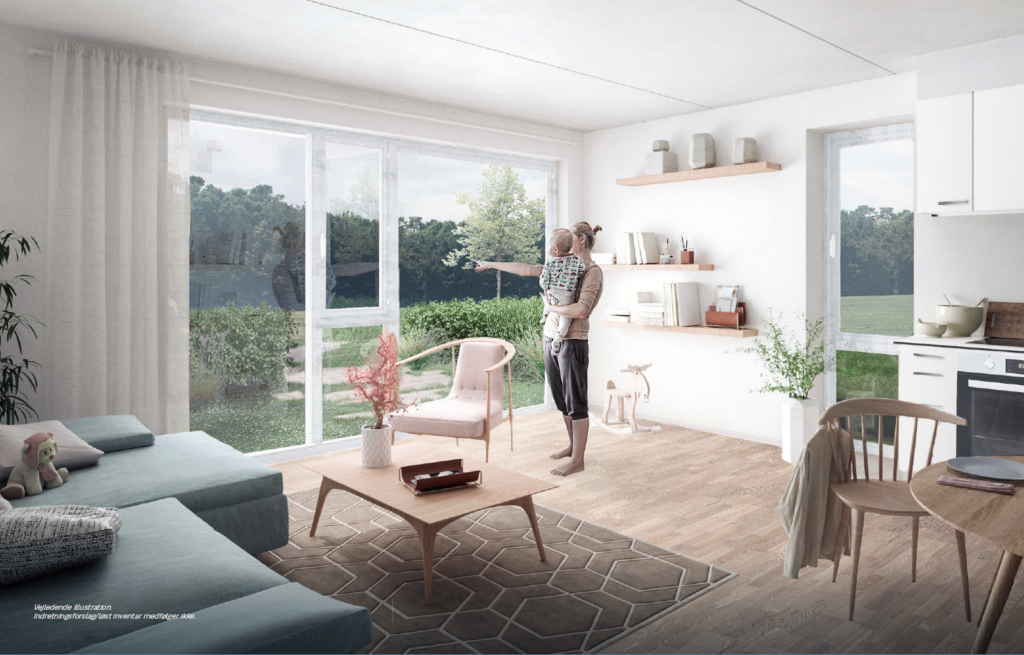 Lys lejlighed på Skansevej 89 med moderne indretning og store vinduespartier.